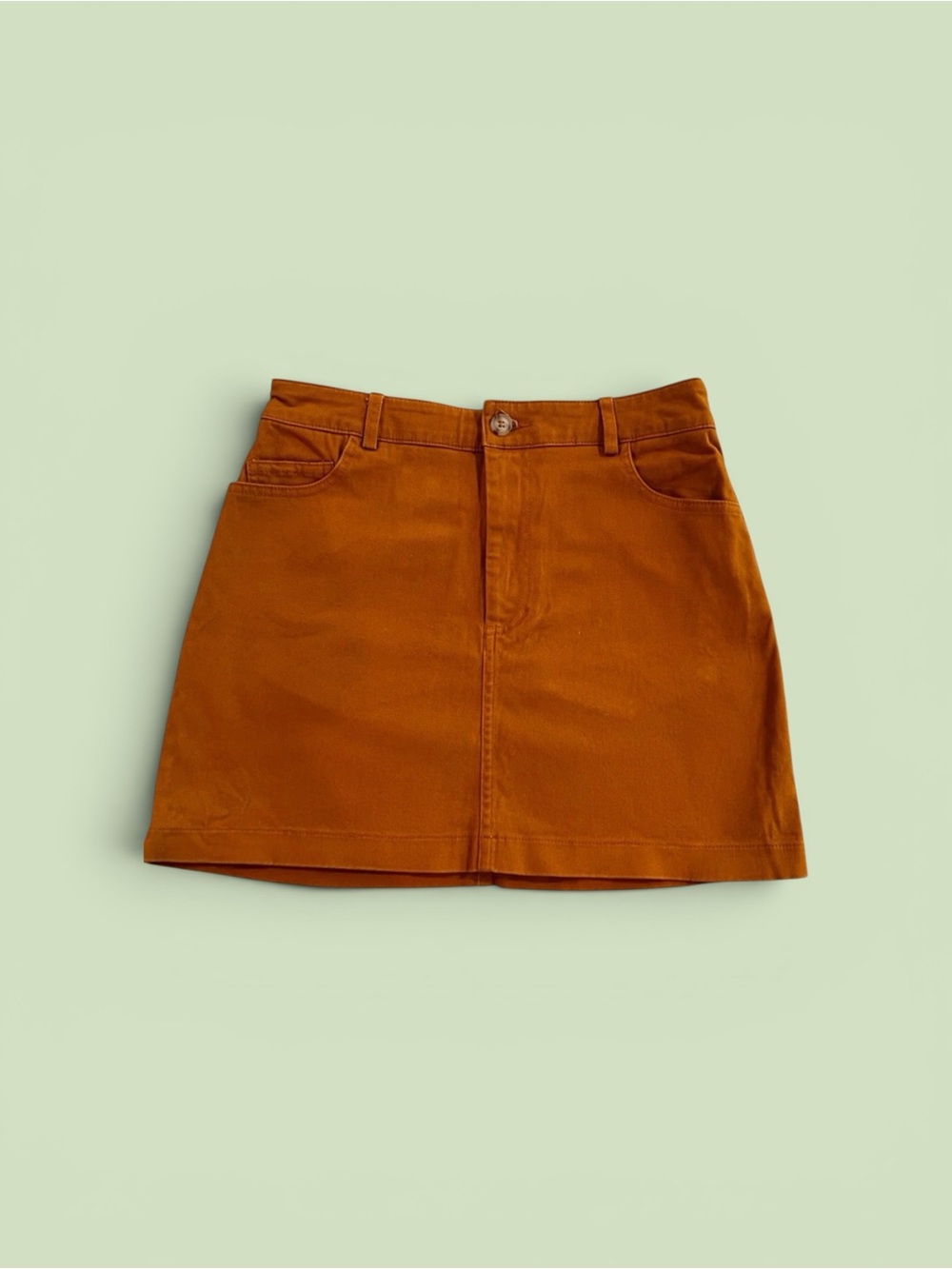Forever 21 Women Solid Mustard Brown Skirt